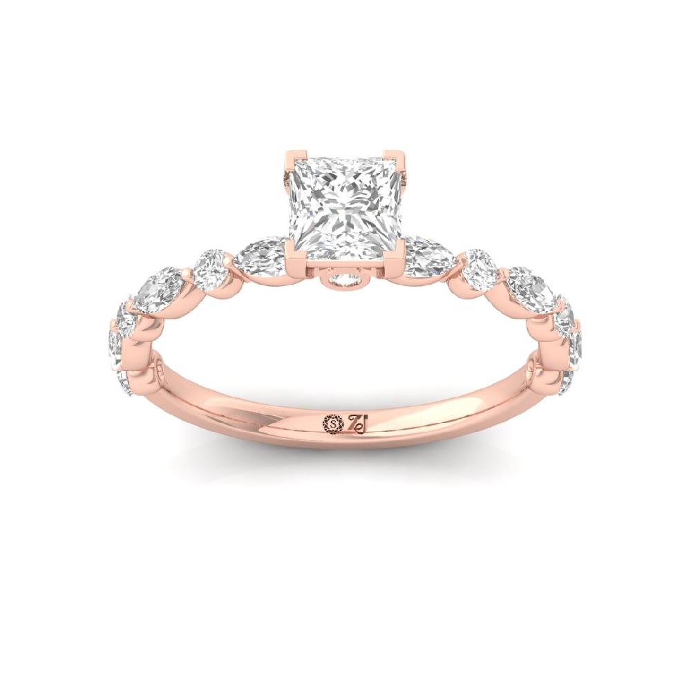 Elegance Marquise & Princess-Cut CVD-Lab Grown Diamond Solitaire Ring