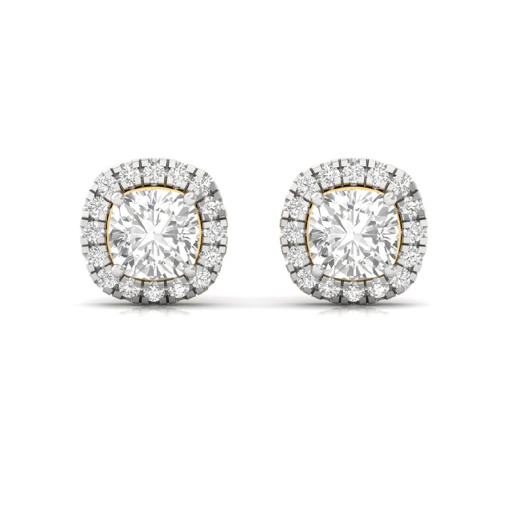 Cushion Lab Grown Diamond Victorian Charm Halo Solitaire Earrings