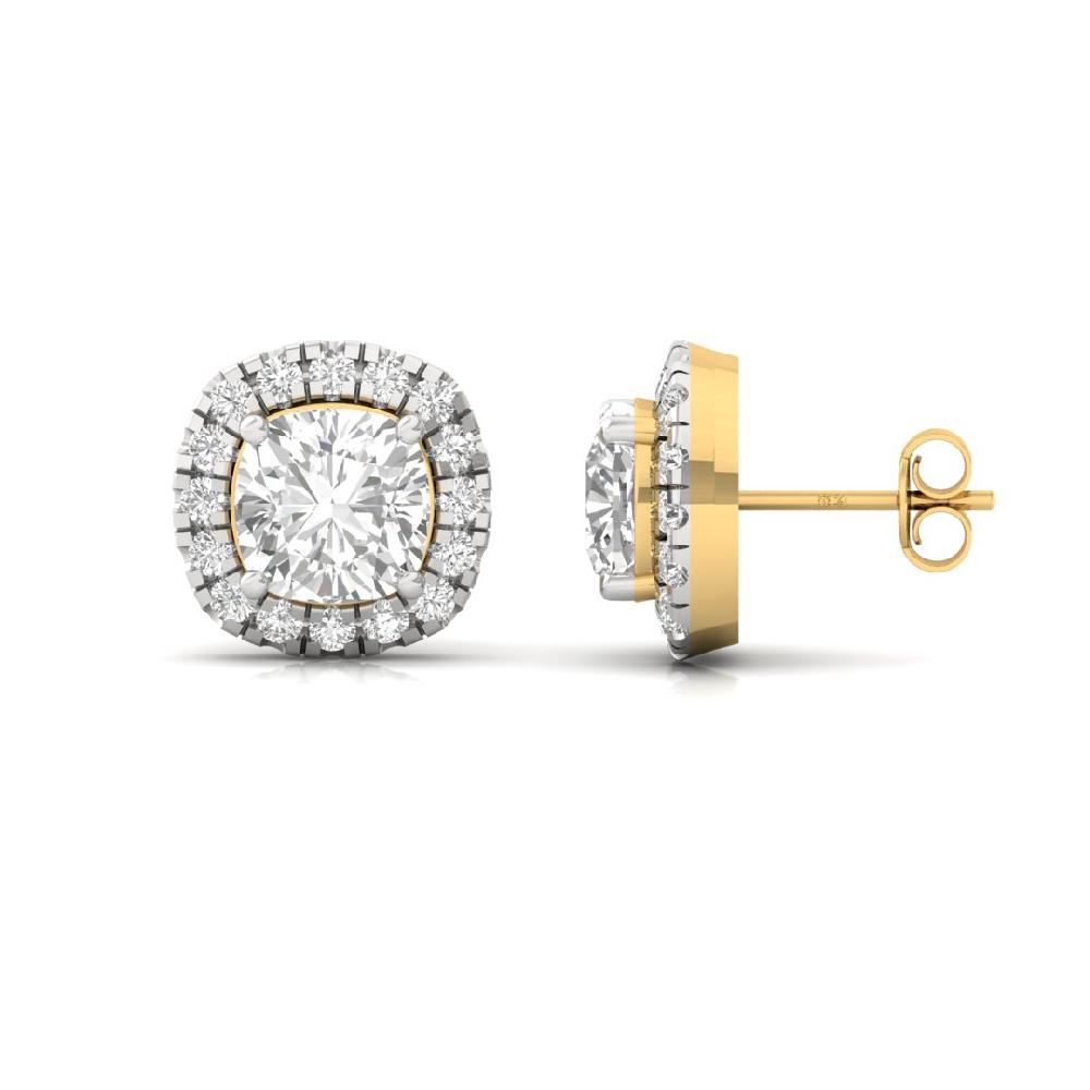 Cushion Lab Grown Diamond Victorian Charm Halo Solitaire Earrings