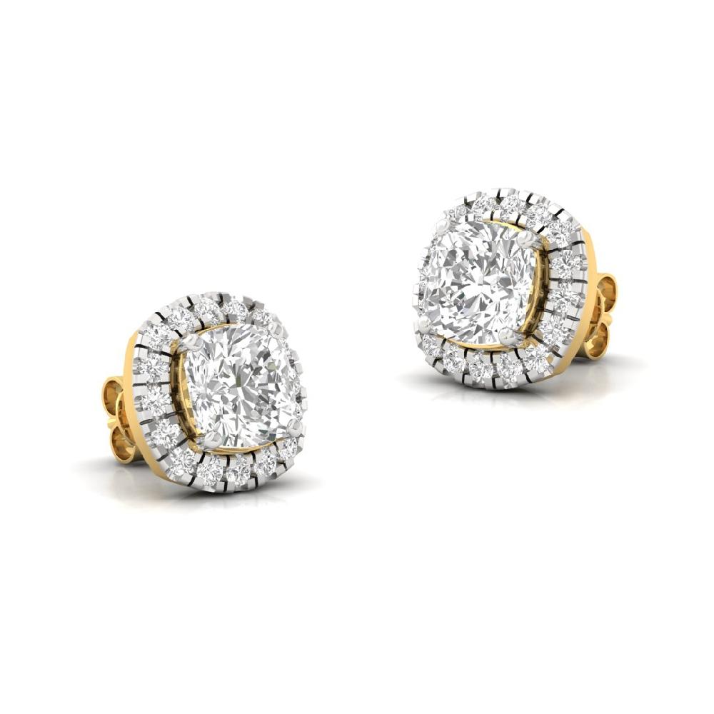 Cushion Lab Grown Diamond Victorian Charm Halo Solitaire Earrings