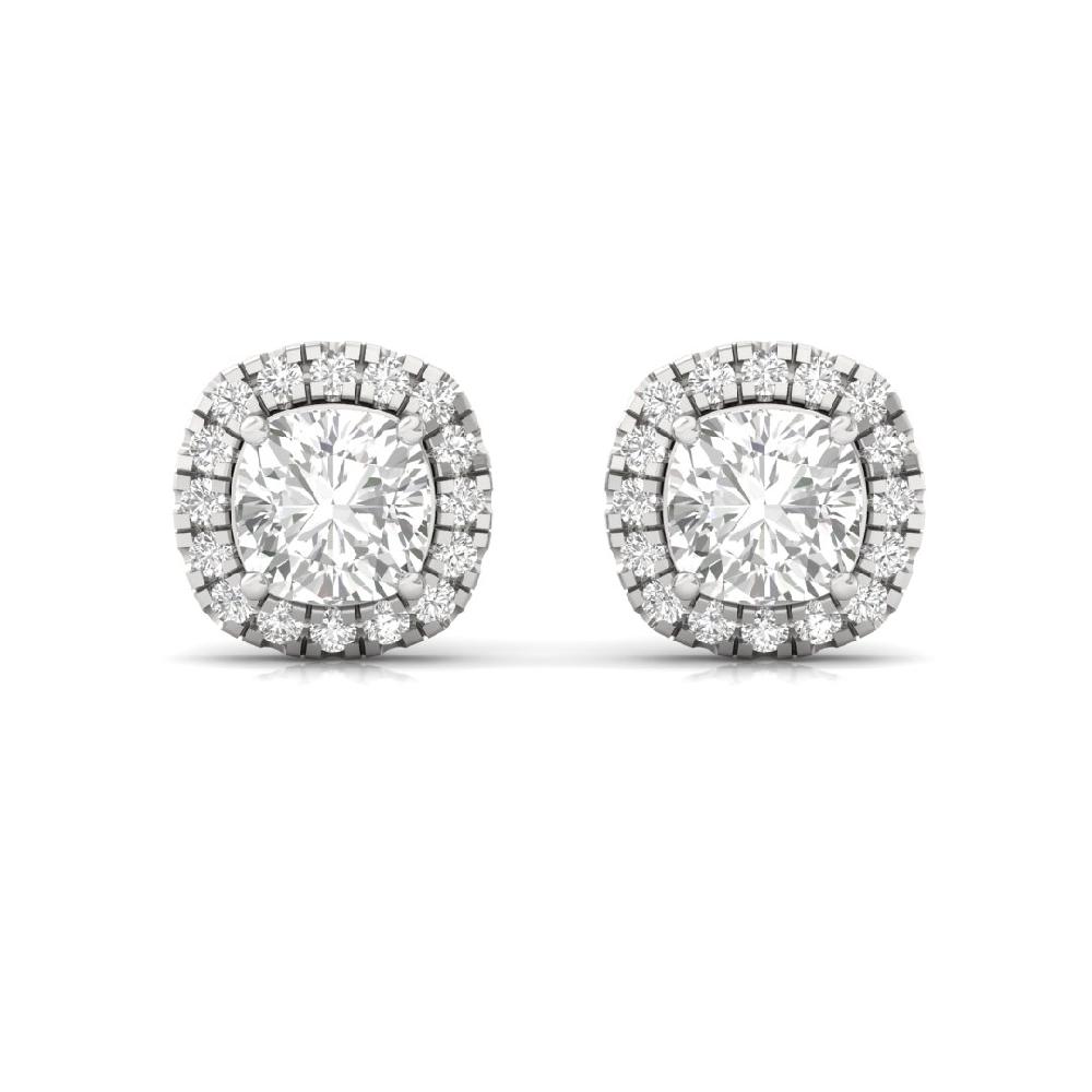 Cushion Lab Grown Diamond Victorian Charm Halo Solitaire Earrings