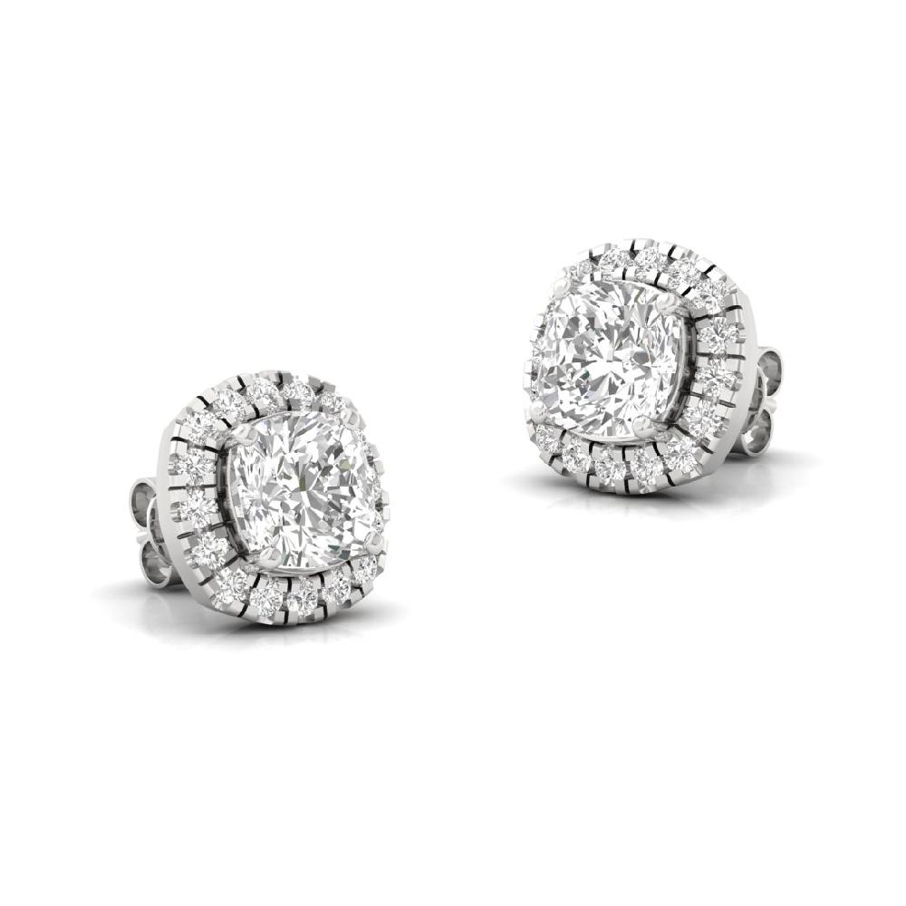 Cushion Lab Grown Diamond Victorian Charm Halo Solitaire Earrings