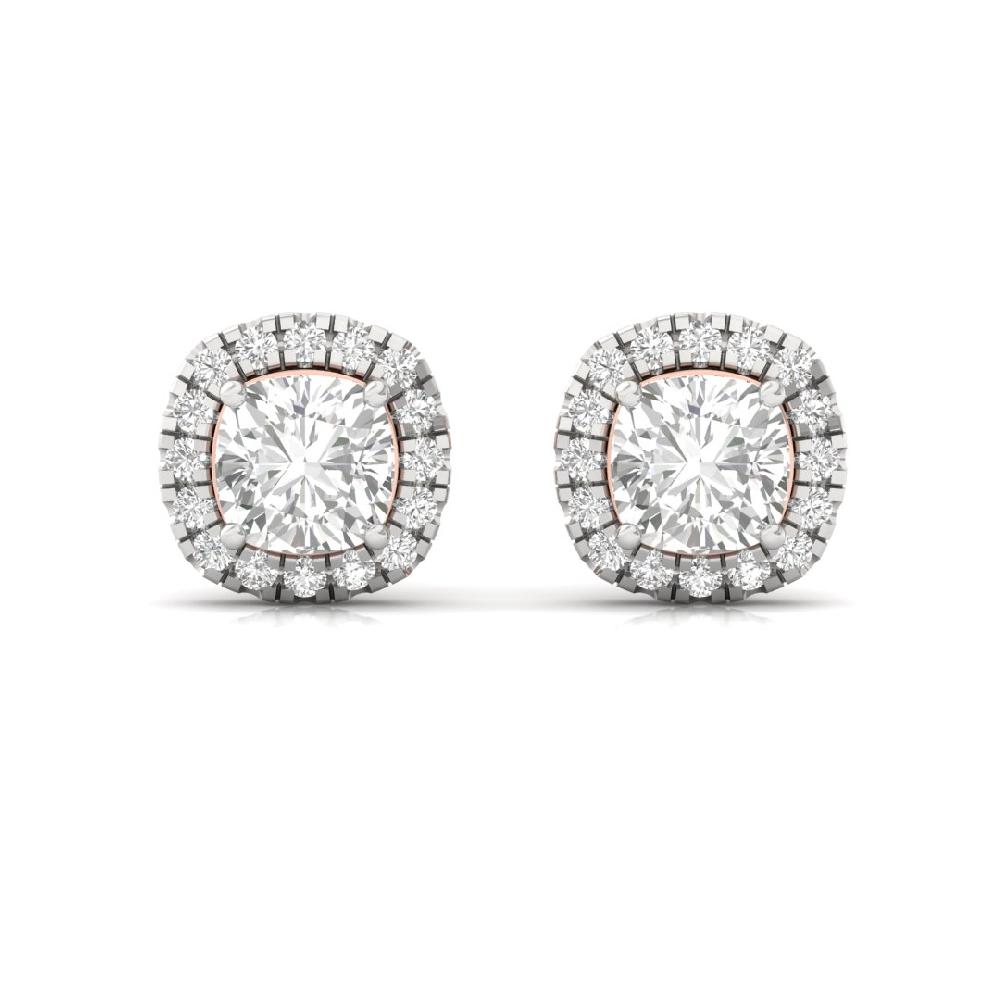 Cushion Lab Grown Diamond Victorian Charm Halo Solitaire Earrings