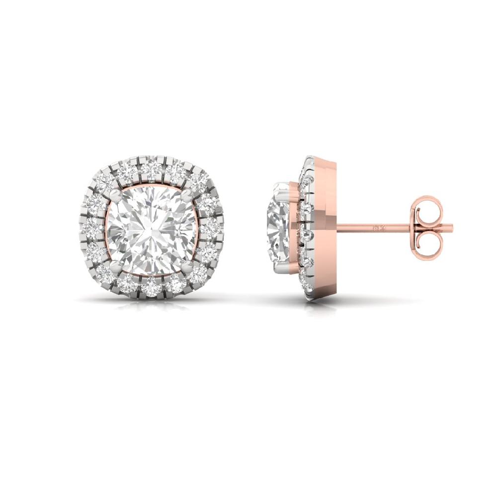 Cushion Lab Grown Diamond Victorian Charm Halo Solitaire Earrings