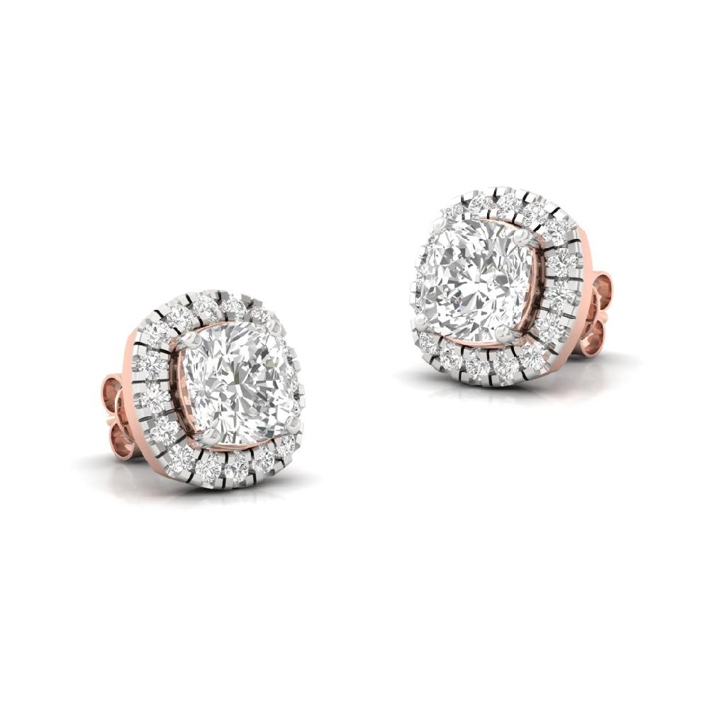 Cushion Lab Grown Diamond Victorian Charm Halo Solitaire Earrings