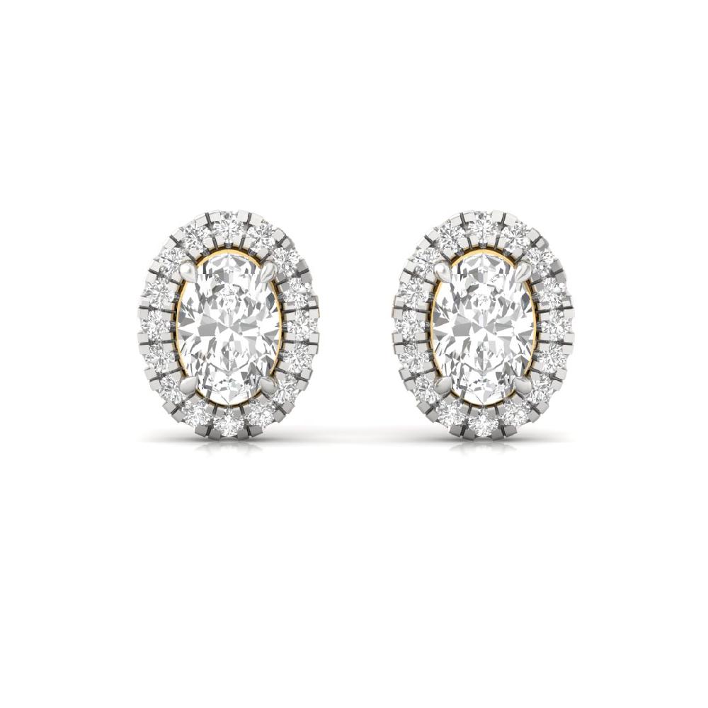 Oval CVD Diamond Majestic Spark Halo Solitaire Earrings