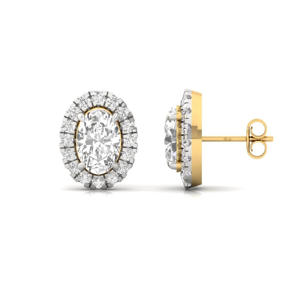 Oval CVD Diamond Majestic Spark Halo Solitaire Earrings
