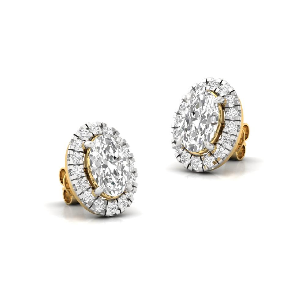 Oval CVD Diamond Majestic Spark Halo Solitaire Earrings