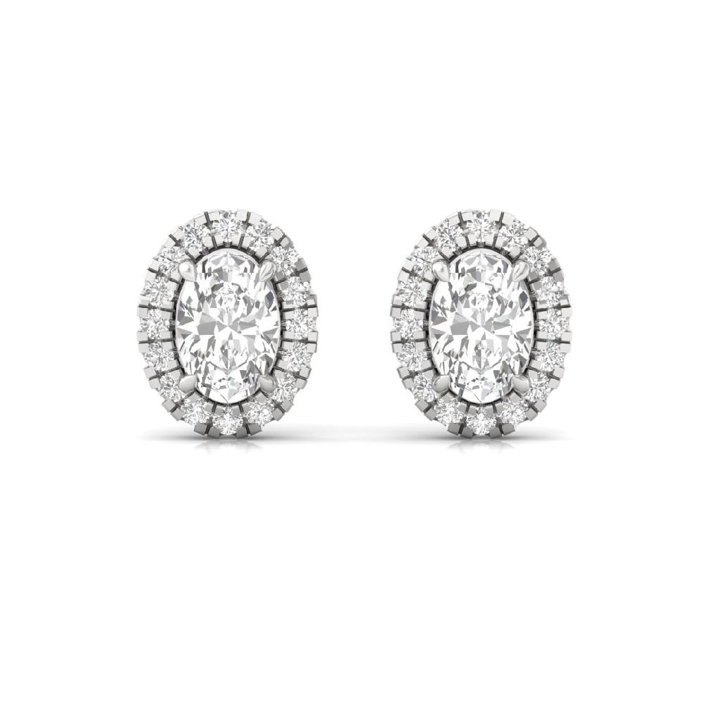 Oval CVD Diamond Majestic Spark Halo Solitaire Earrings