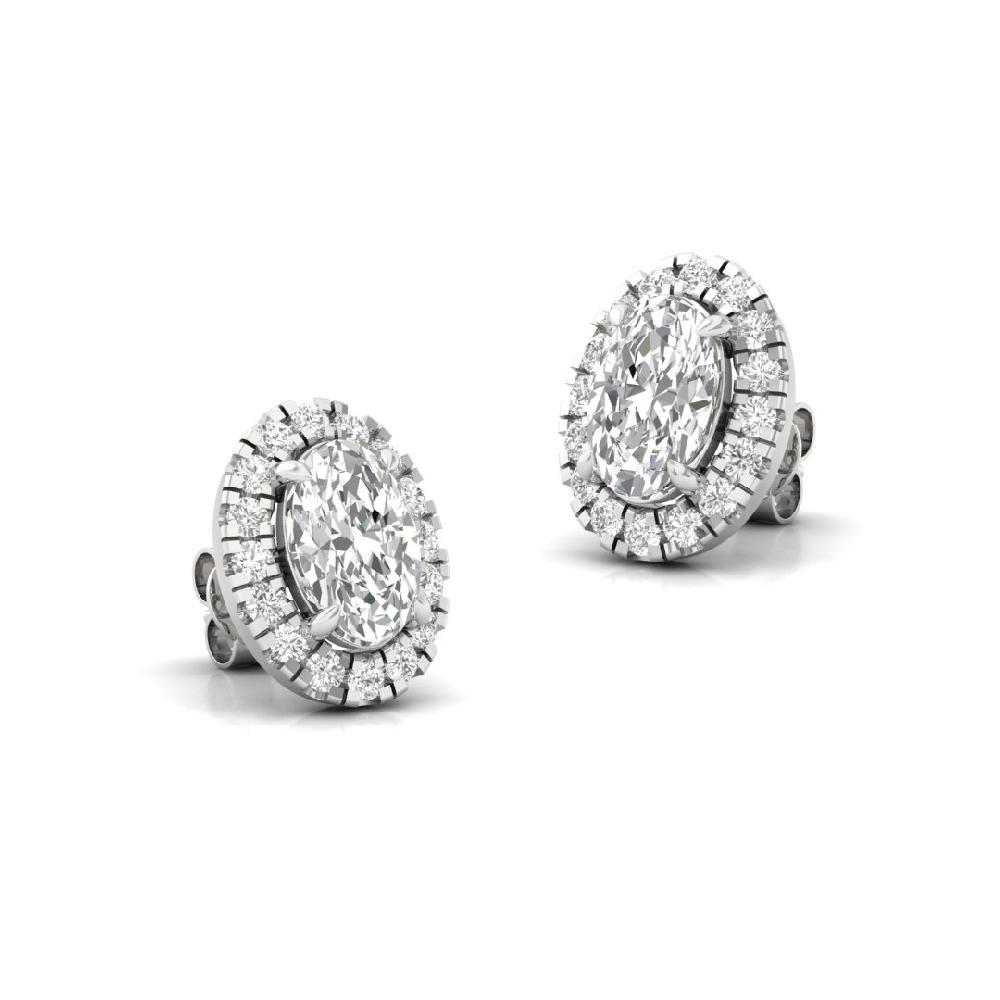 Oval CVD Diamond Majestic Spark Halo Solitaire Earrings