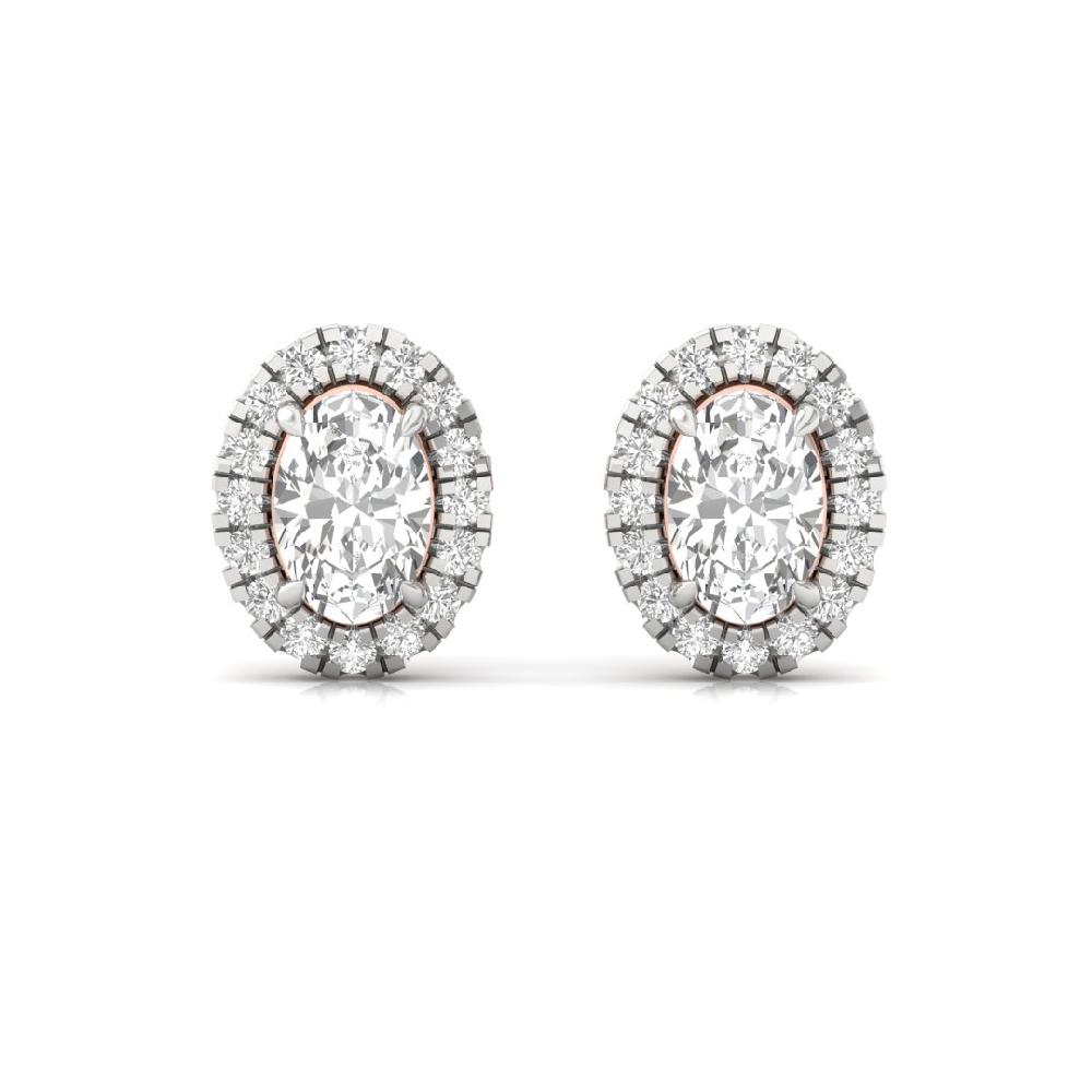 Oval CVD Diamond Majestic Spark Halo Solitaire Earrings