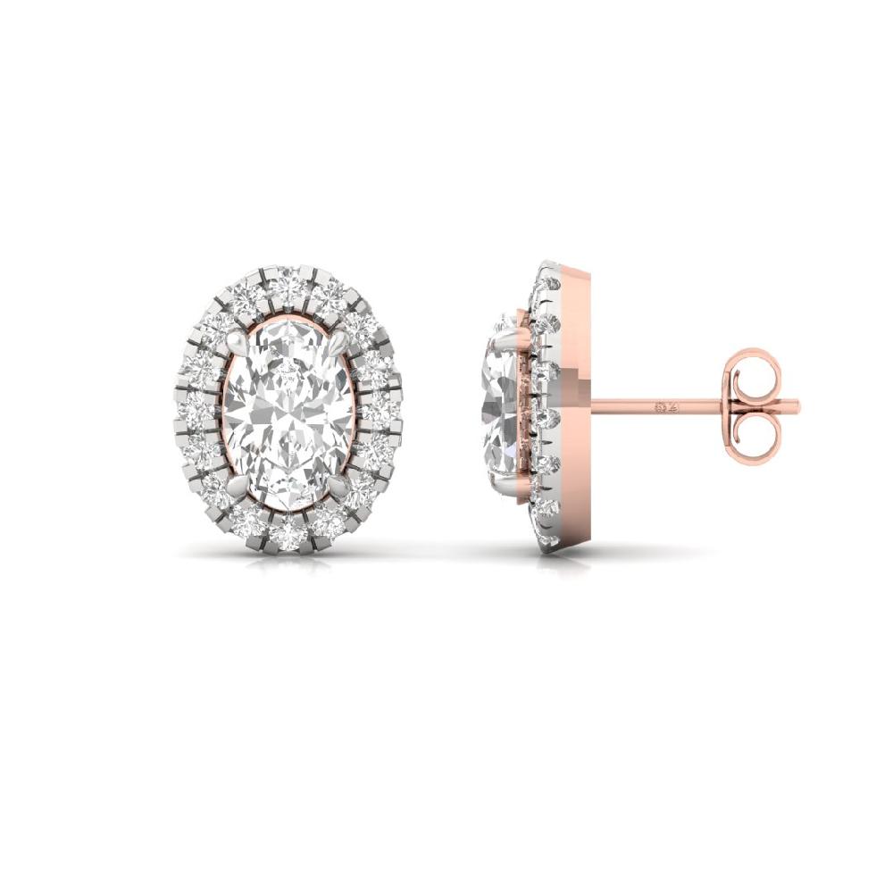 Oval CVD Diamond Majestic Spark Halo Solitaire Earrings