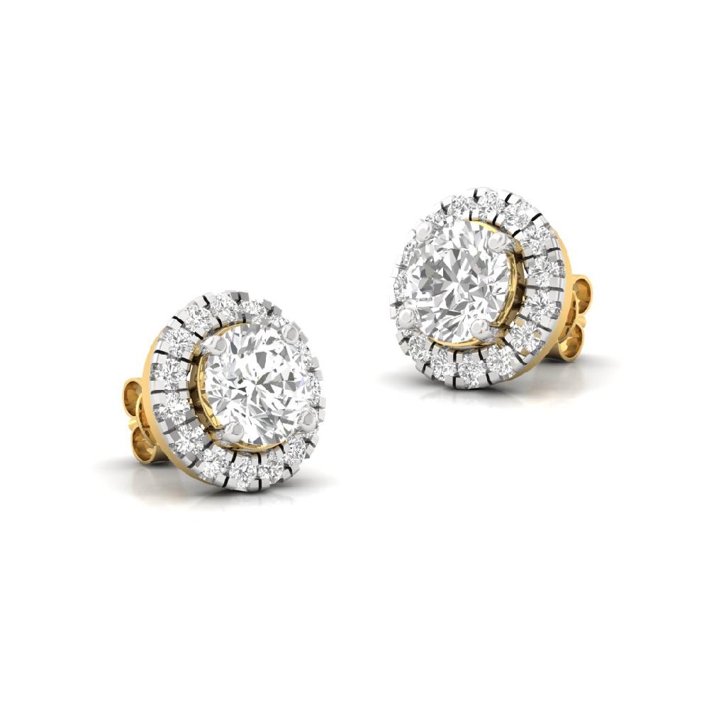 Round CVD-Lab Grown Diamond Classic Lumina Halo Solitaire Earrings