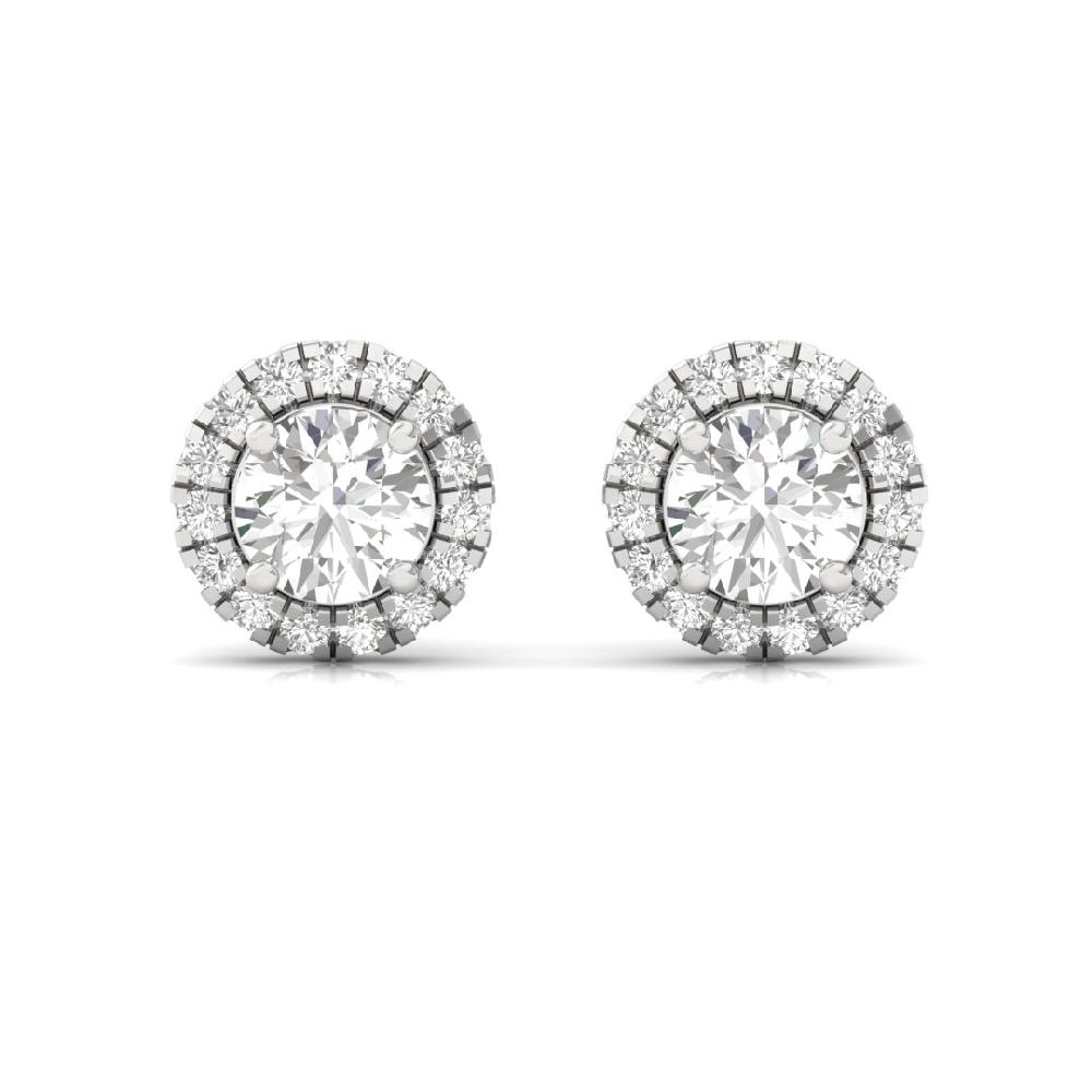 Round CVD-Lab Grown Diamond Classic Lumina Halo Solitaire Earrings