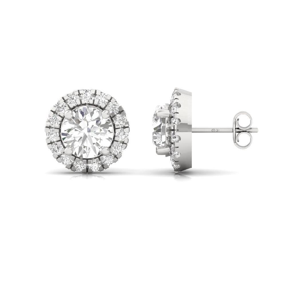Round CVD-Lab Grown Diamond Classic Lumina Halo Solitaire Earrings