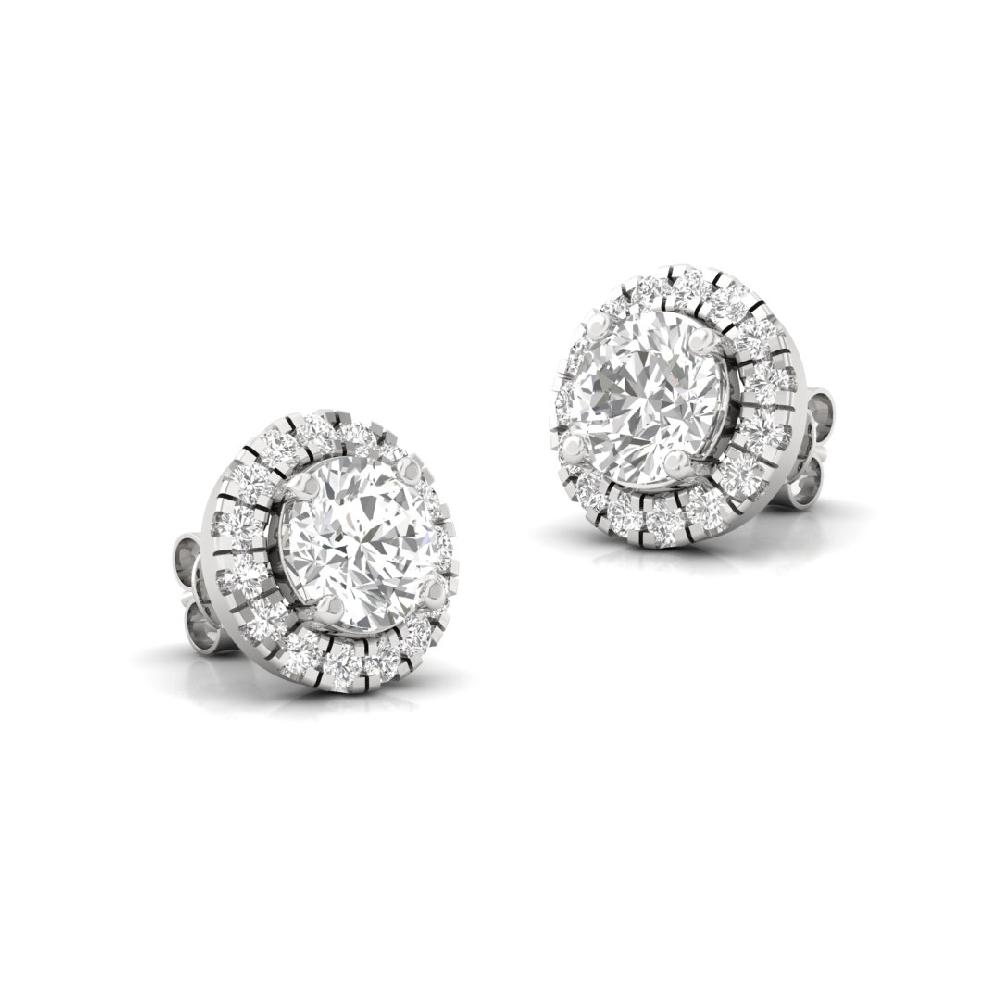 Round CVD-Lab Grown Diamond Classic Lumina Halo Solitaire Earrings