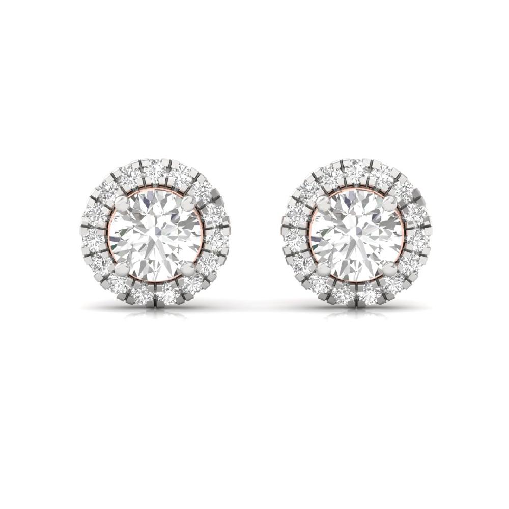 Round CVD-Lab Grown Diamond Classic Lumina Halo Solitaire Earrings