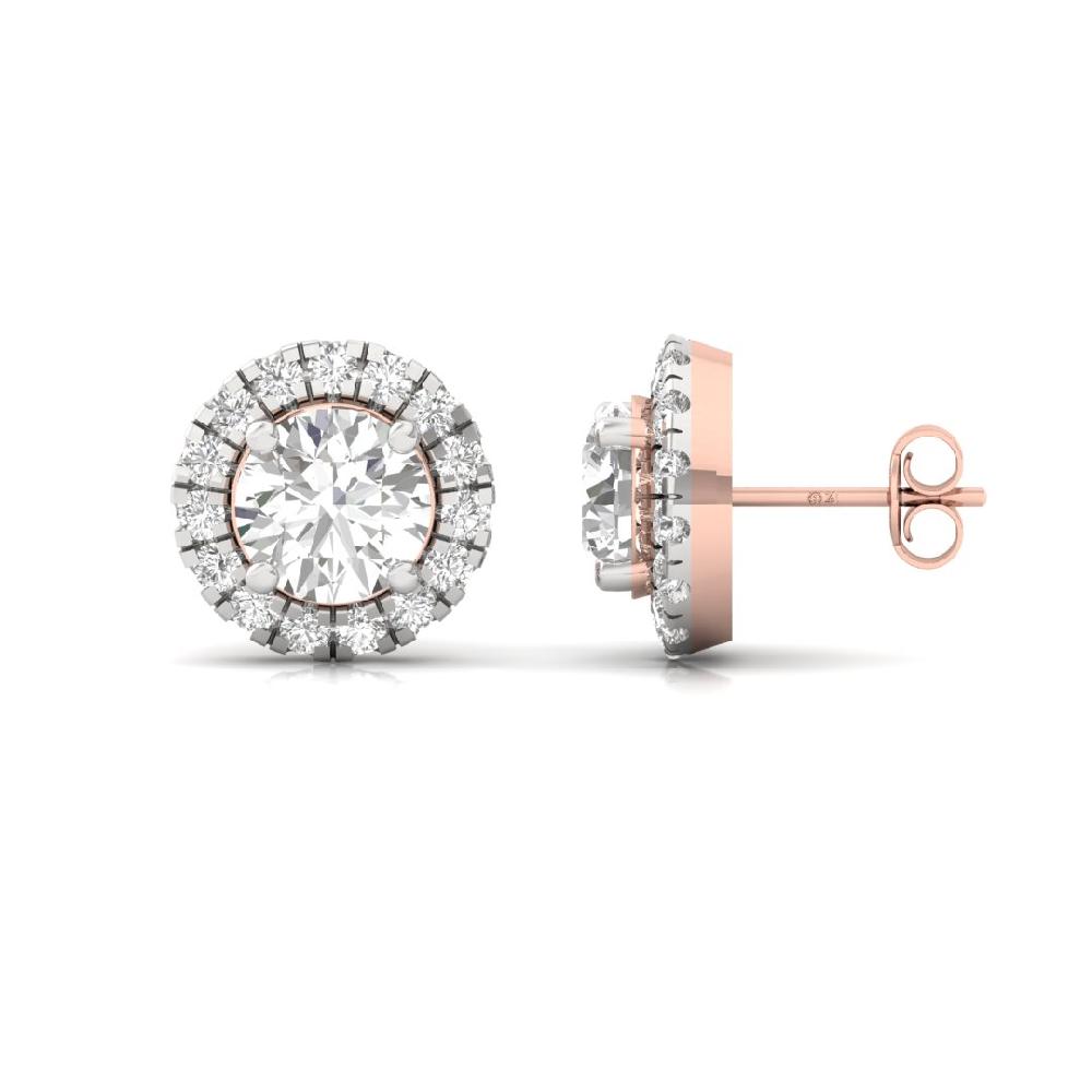 Round CVD-Lab Grown Diamond Classic Lumina Halo Solitaire Earrings