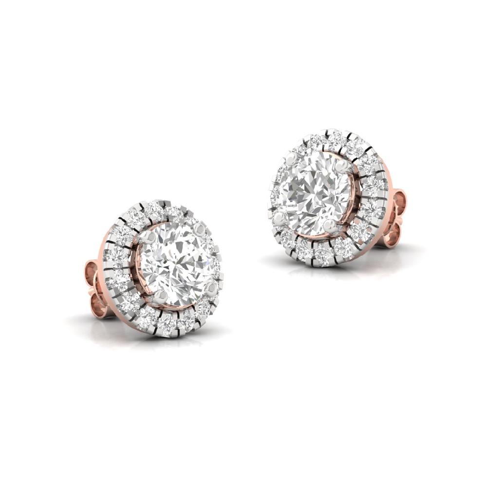 Round CVD-Lab Grown Diamond Classic Lumina Halo Solitaire Earrings