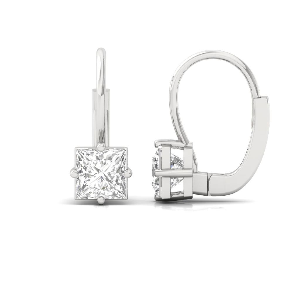 1.04ct Princess Cut CVD Diamond Hoop Earrings