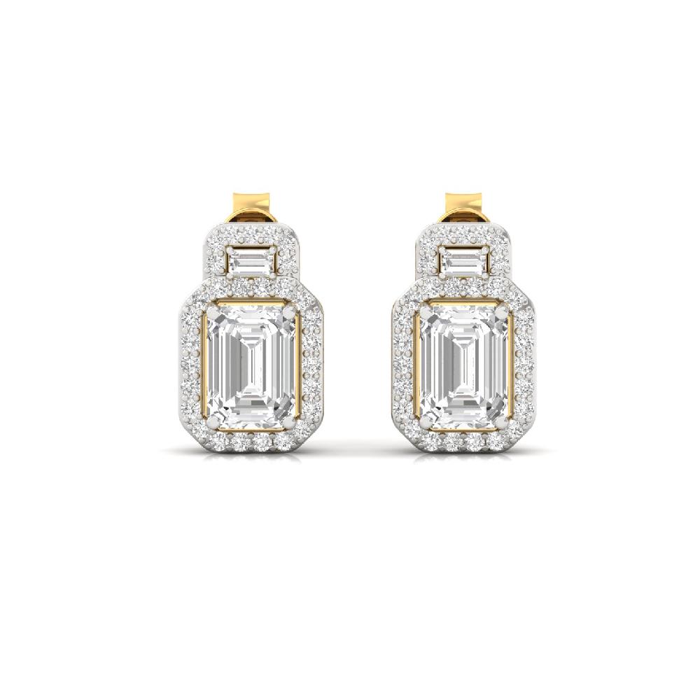 Round Cut & Oval Cut CVD Lab grown Diamond Celestial Harmony Solitaire Earrings