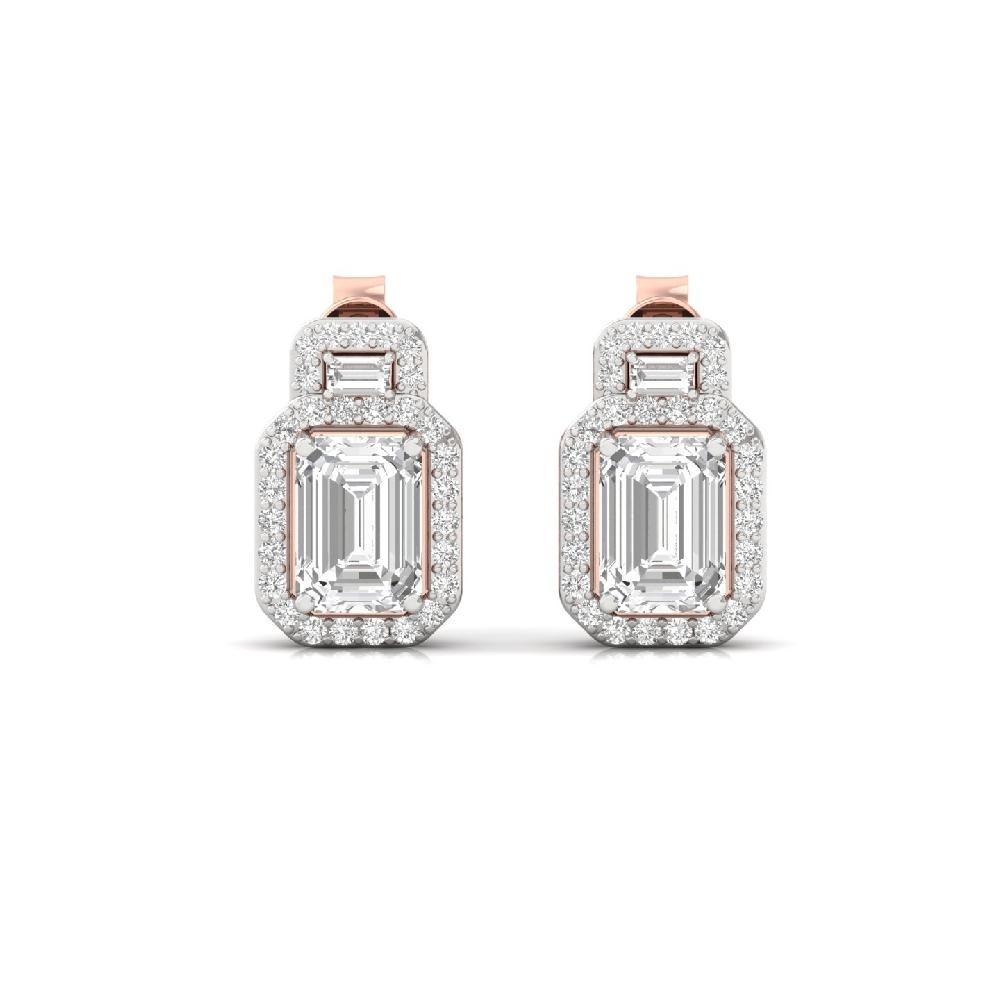 Round Cut & Oval Cut CVD Lab grown Diamond Celestial Harmony Solitaire Earrings