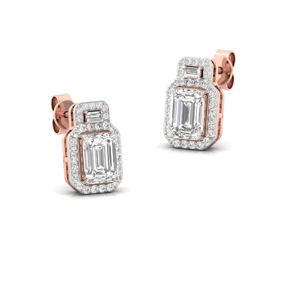 Round Cut & Oval Cut CVD Lab grown Diamond Celestial Harmony Solitaire Earrings