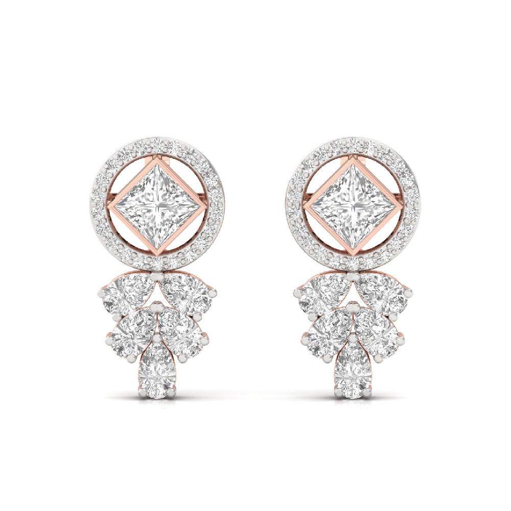 Regal Pear & Princess CVD Diamond Solitaire Earrings