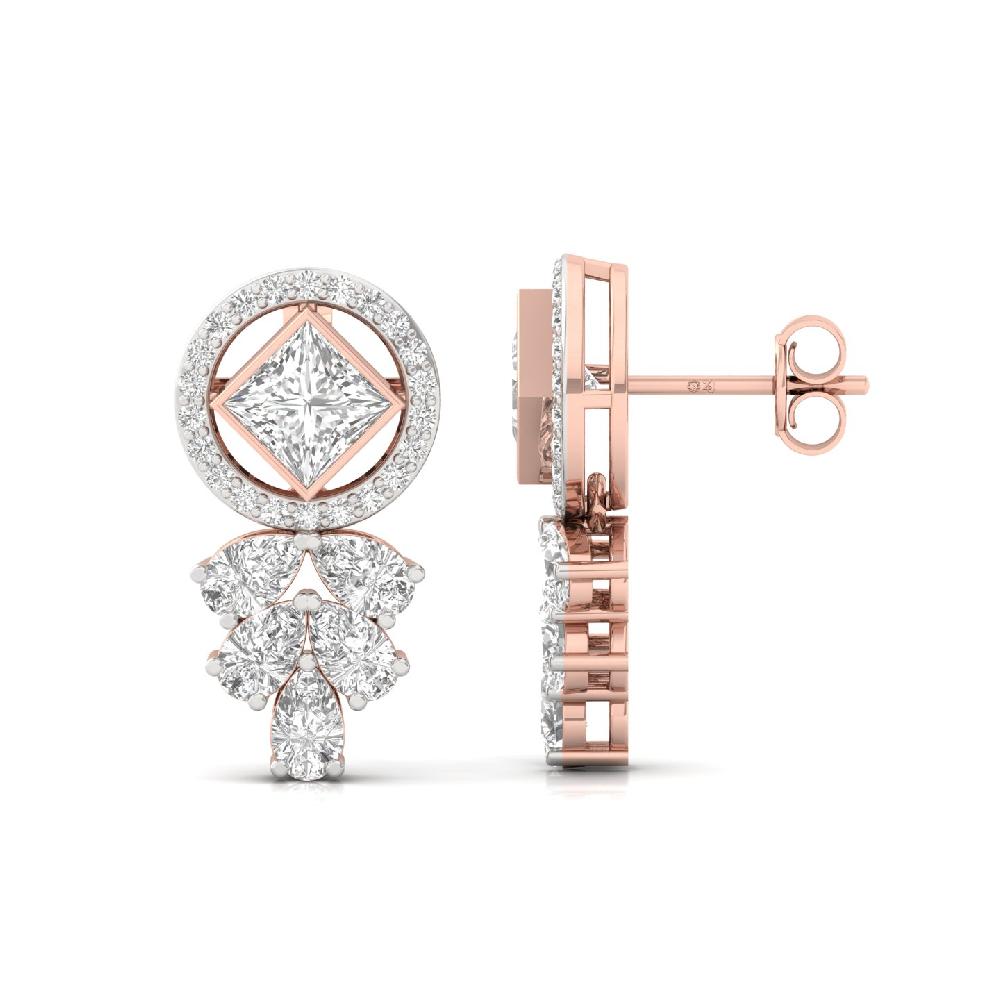 Regal Pear & Princess CVD Diamond Solitaire Earrings