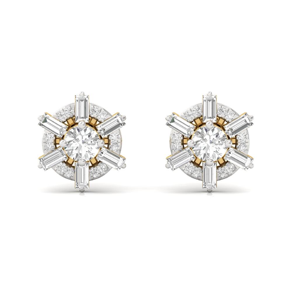 Elegance Baguette Cut & Round Cut CVD Diamond Earrings