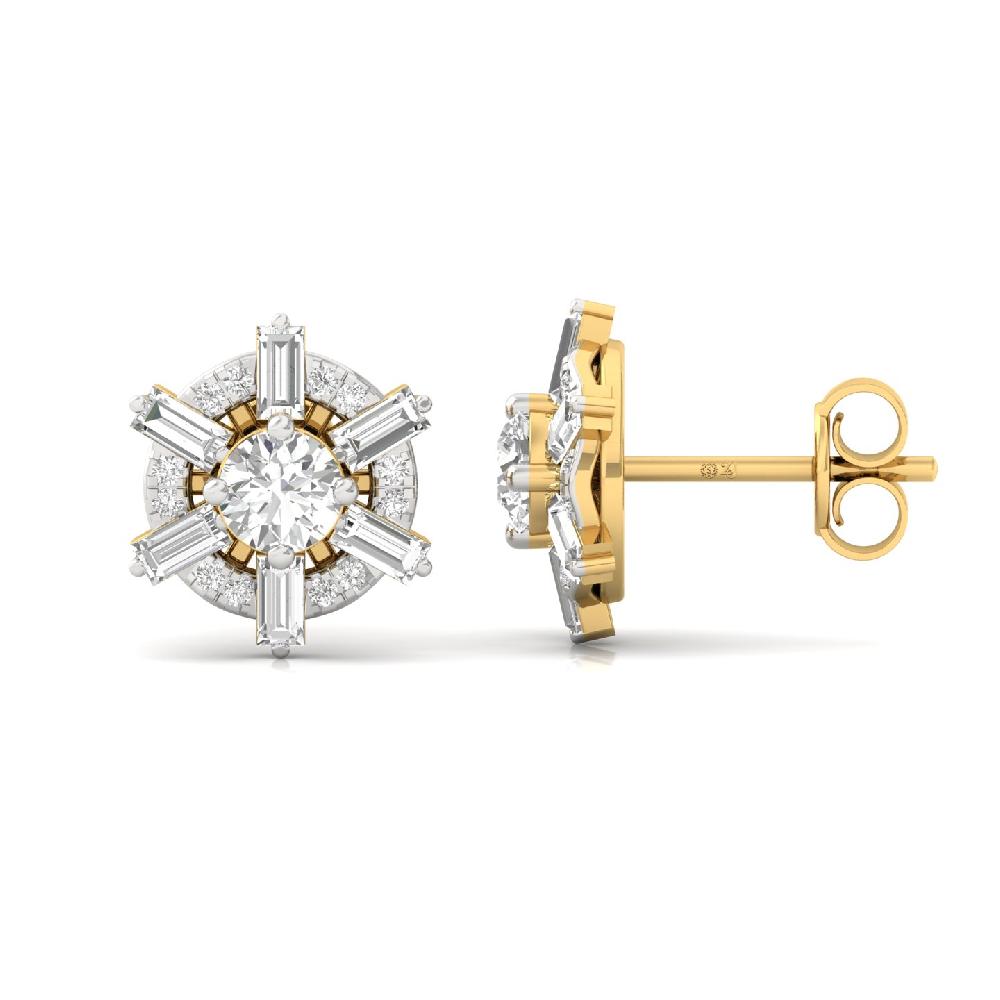Elegance Baguette Cut & Round Cut CVD Diamond Earrings