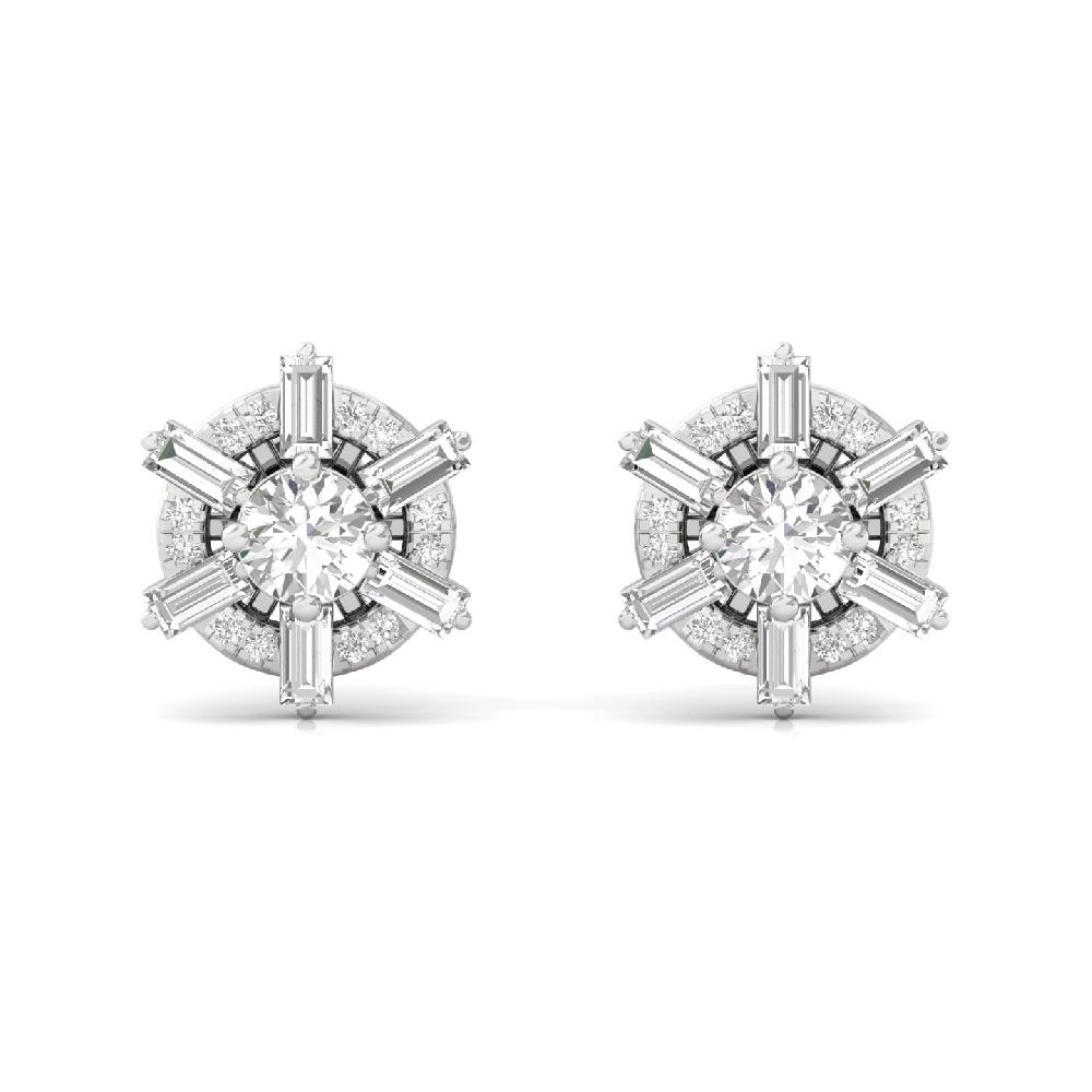 Elegance Baguette Cut & Round Cut CVD Diamond Earrings
