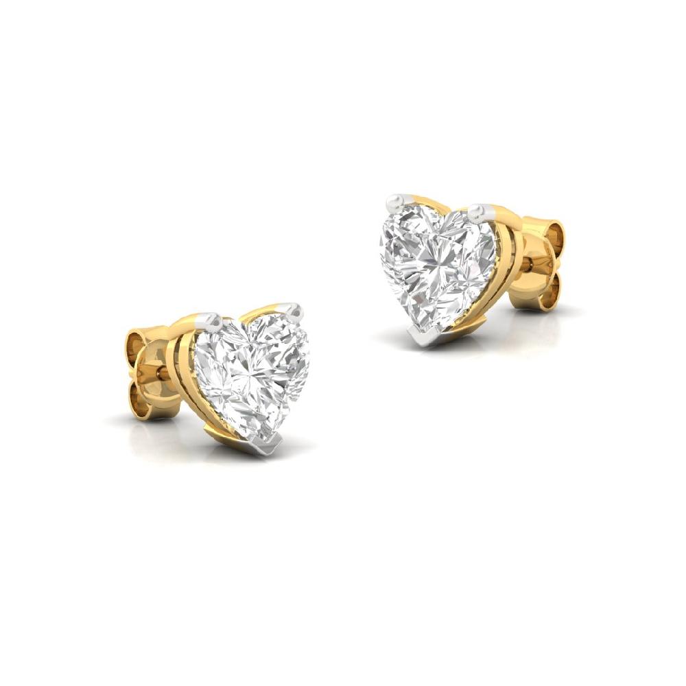 Elegant 0.44ct Heart Cut CVD Lab Grown Diamond Majestic Glow Solitaire Earrings