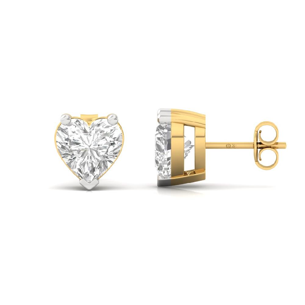 Elegant 0.44ct Heart Cut CVD Lab Grown Diamond Majestic Glow Solitaire Earrings