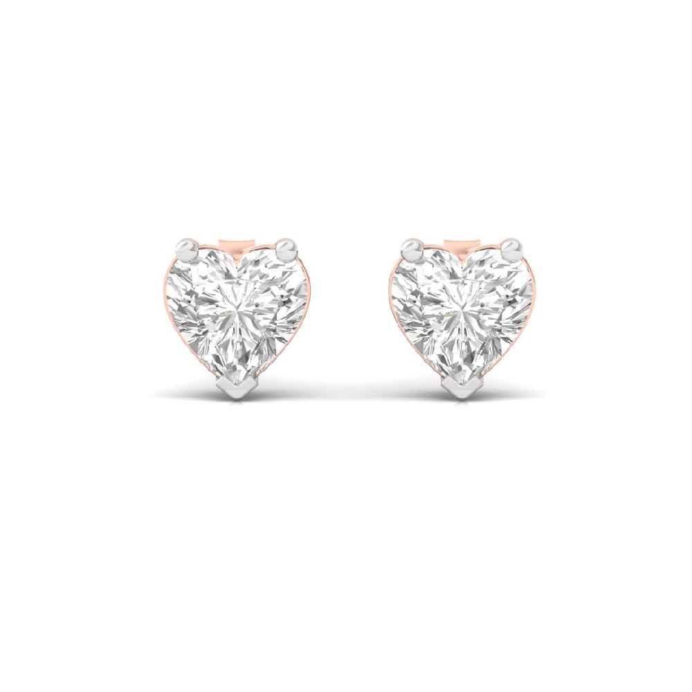 Elegant 0.44ct Heart Cut CVD Lab Grown Diamond Majestic Glow Solitaire Earrings