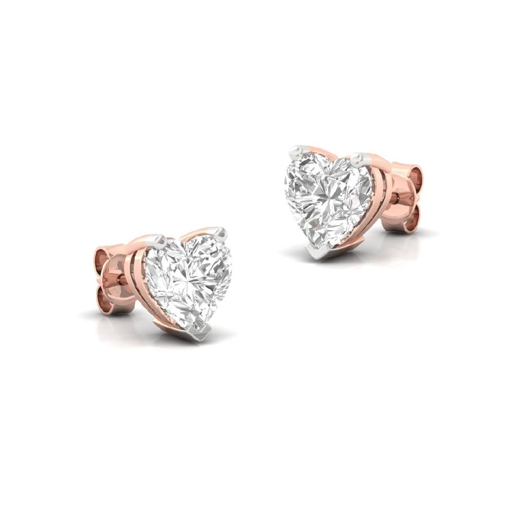 Elegant 0.44ct Heart Cut CVD Lab Grown Diamond Majestic Glow Solitaire Earrings