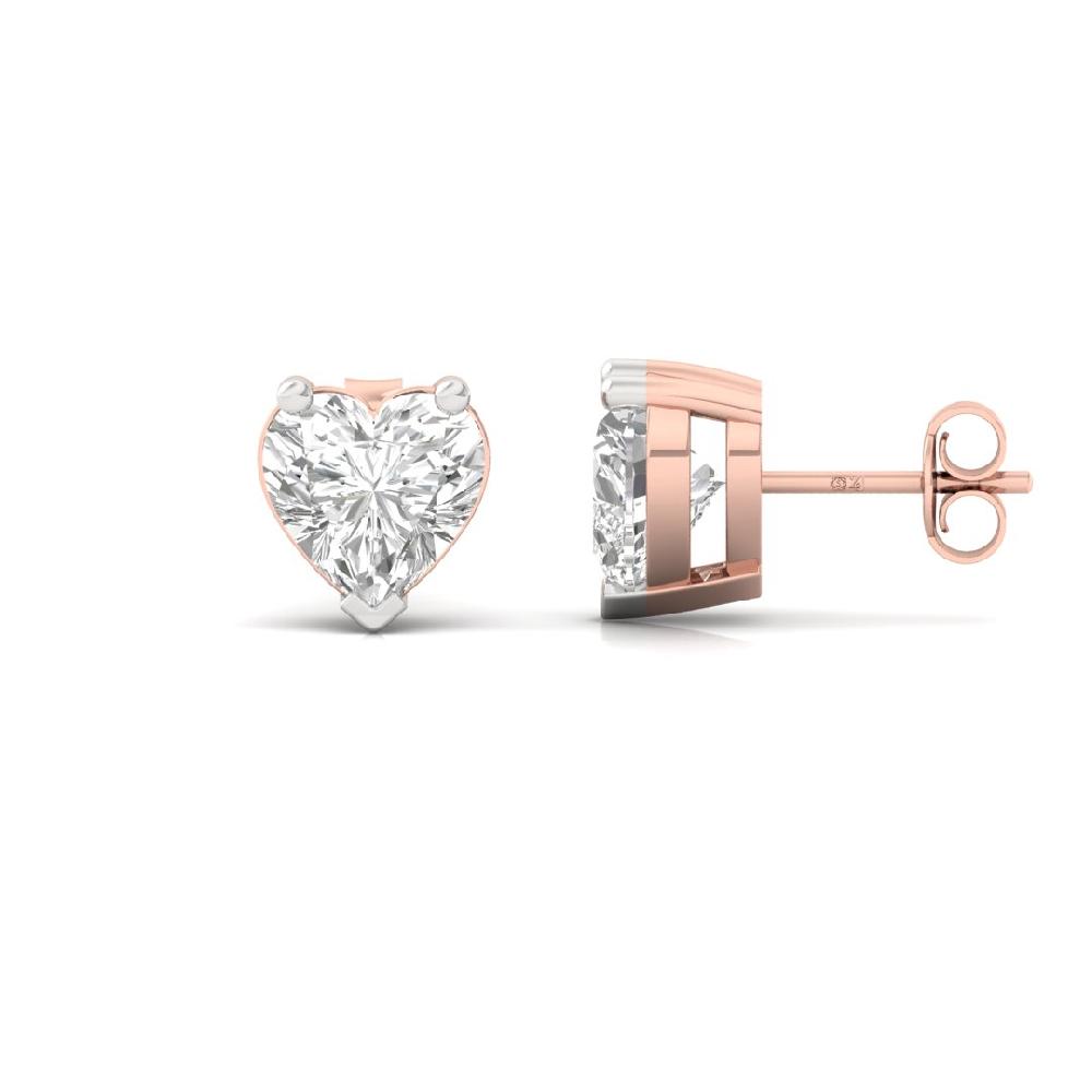 Elegant 0.44ct Heart Cut CVD Lab Grown Diamond Majestic Glow Solitaire Earrings