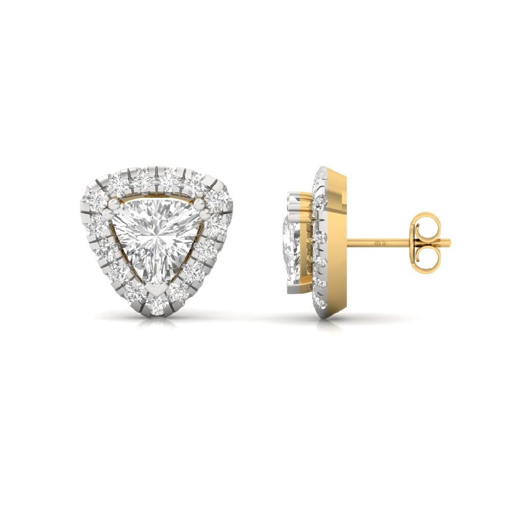 Trillion-Cut CVD Diamond Eternal Glow Halo Solitaire Earrings