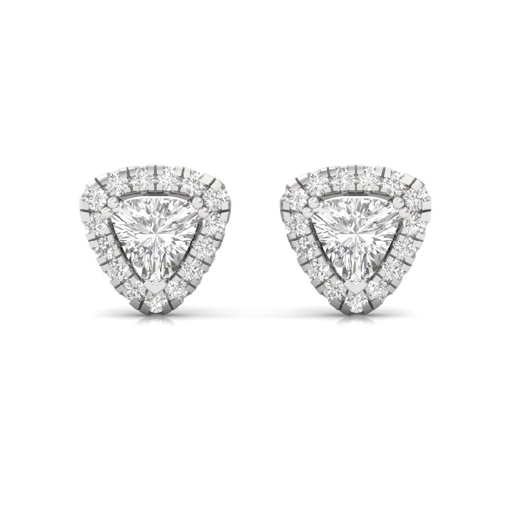 Trillion-Cut CVD Diamond Eternal Glow Halo Solitaire Earrings