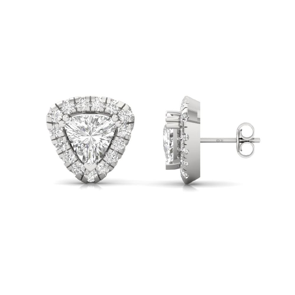 Trillion-Cut CVD Diamond Eternal Glow Halo Solitaire Earrings