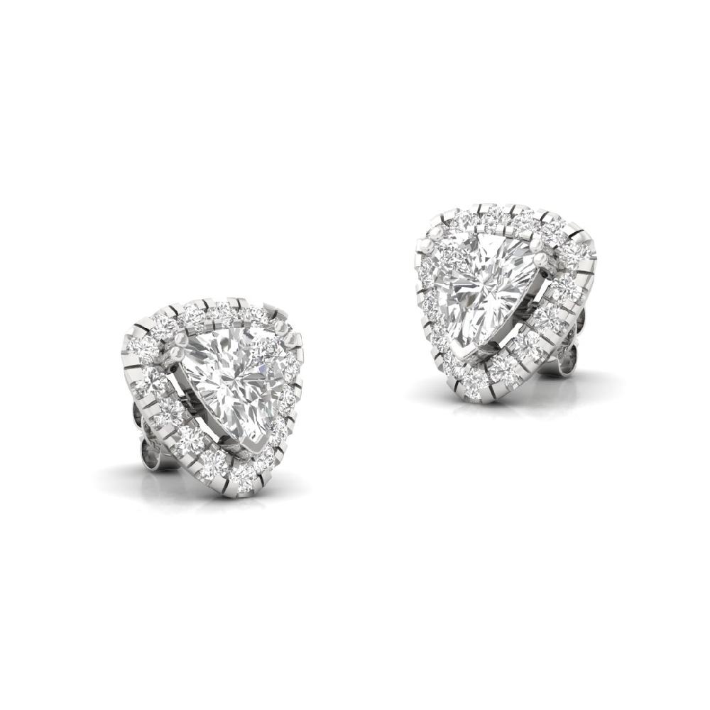 Trillion-Cut CVD Diamond Eternal Glow Halo Solitaire Earrings