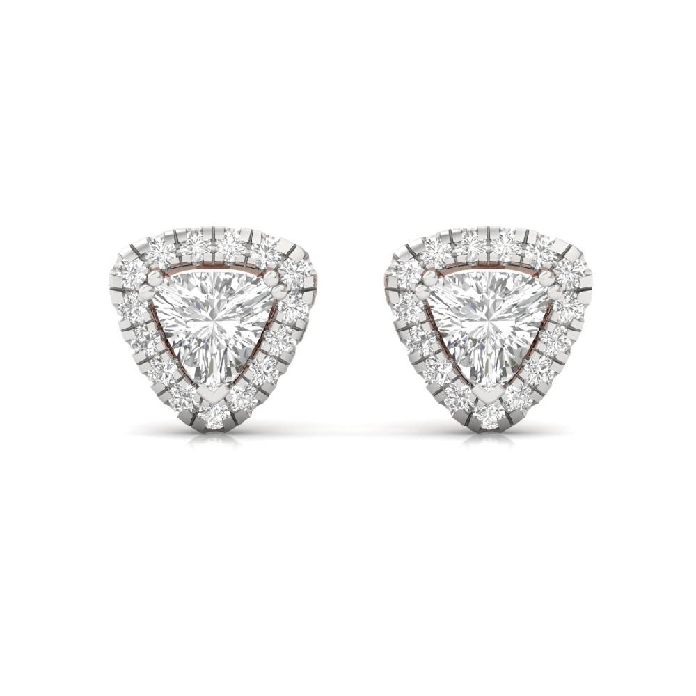 Trillion-Cut CVD Diamond Eternal Glow Halo Solitaire Earrings