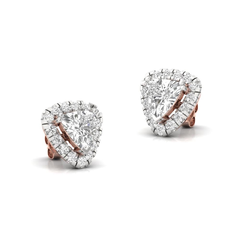 Trillion-Cut CVD Diamond Eternal Glow Halo Solitaire Earrings