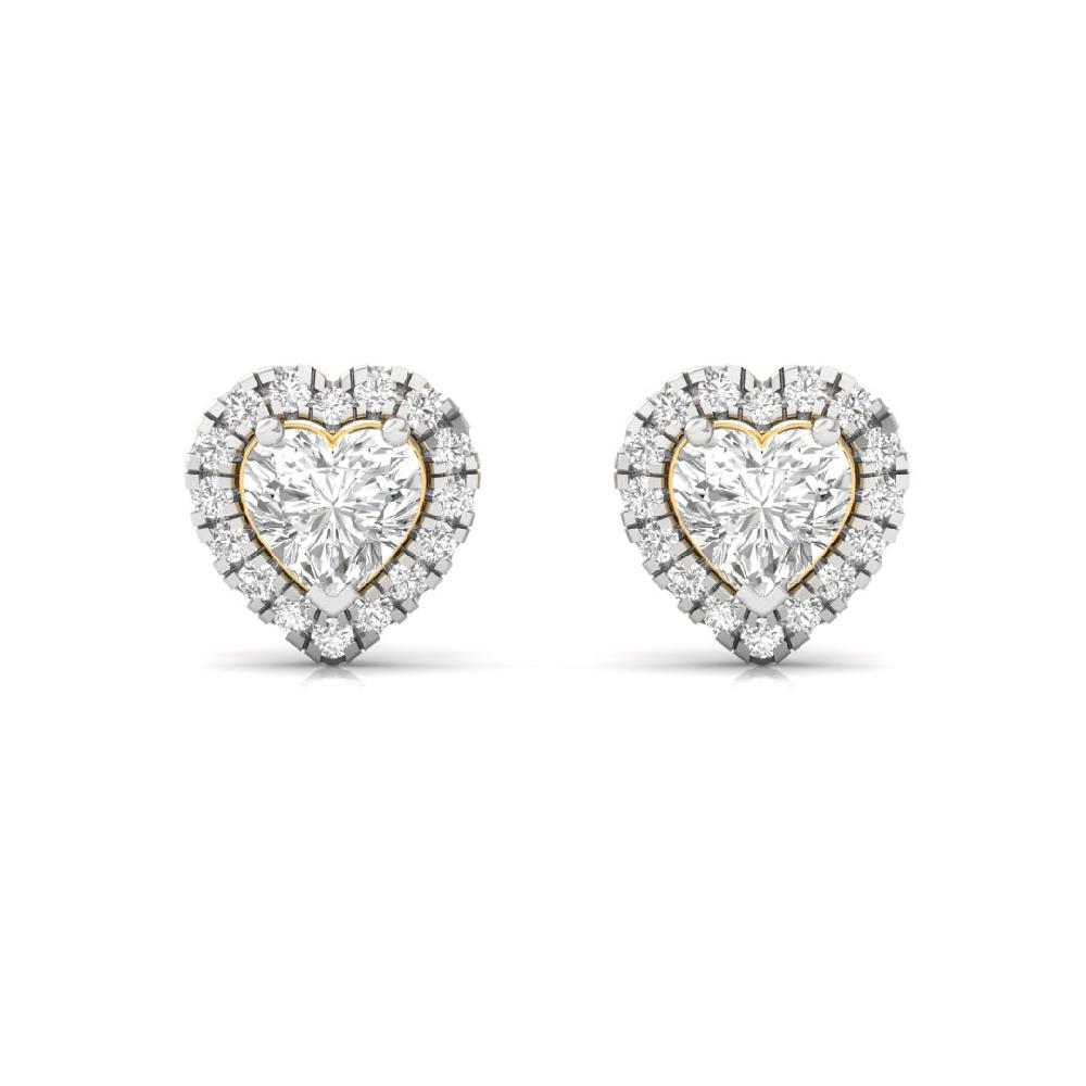 Heart CVD-Lab Grown Diamond Stud Timeless Spark Halo Solitaire Earrings