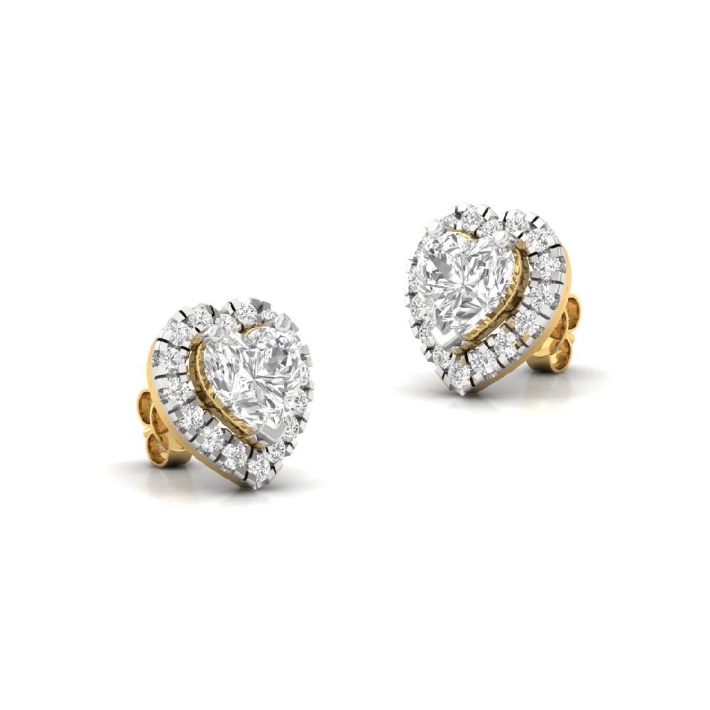 Heart CVD-Lab Grown Diamond Stud Timeless Spark Halo Solitaire Earrings
