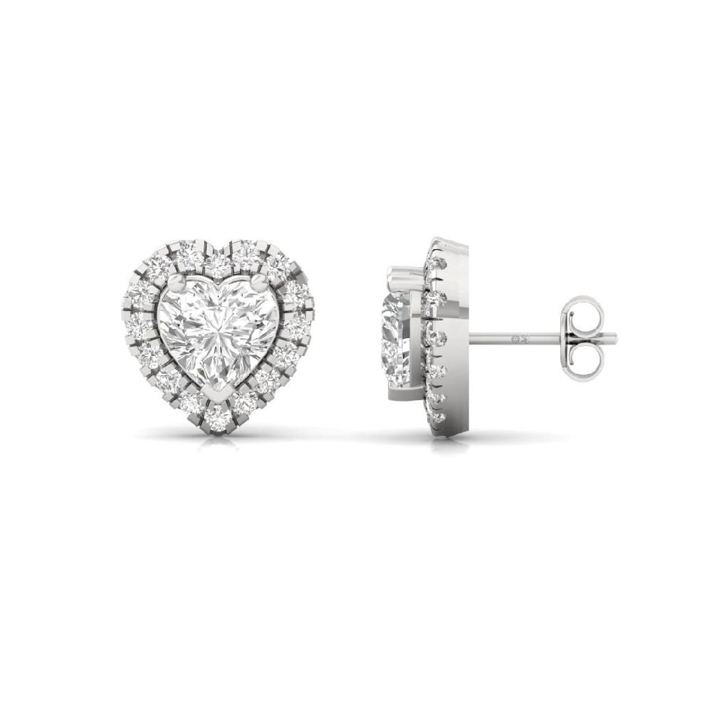 Heart CVD-Lab Grown Diamond Stud Timeless Spark Halo Solitaire Earrings