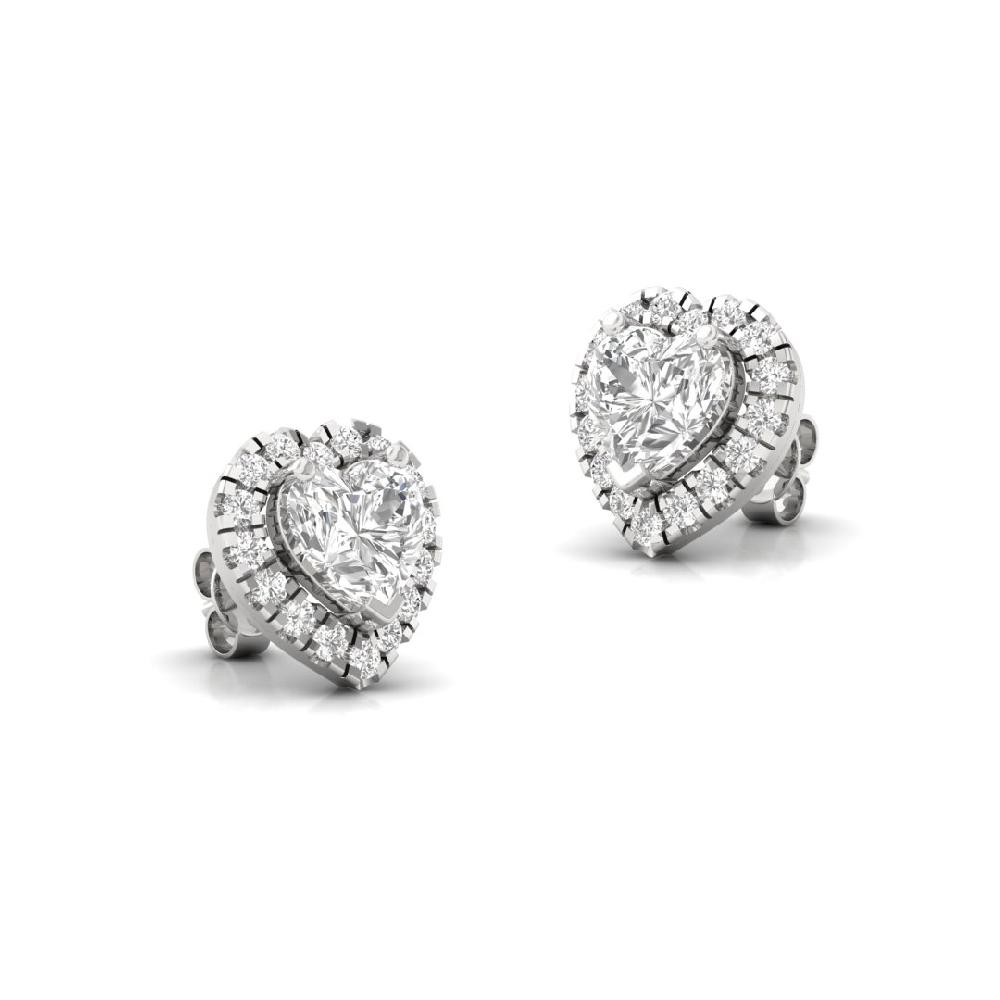 Heart CVD-Lab Grown Diamond Stud Timeless Spark Halo Solitaire Earrings