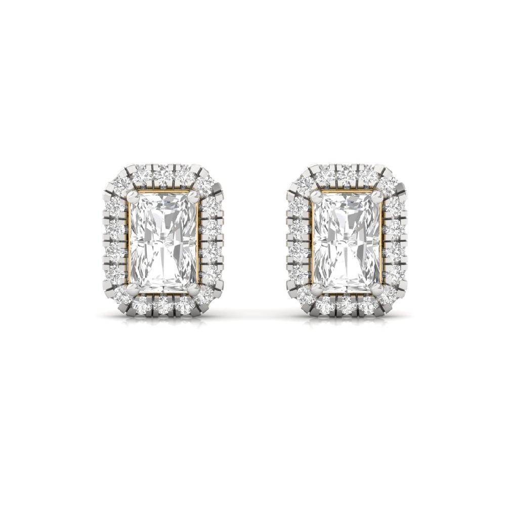 Radiant CVD-Lab Grown Diamond Stud Earrings Celestial Radiance Halo Solitaire Earrings
