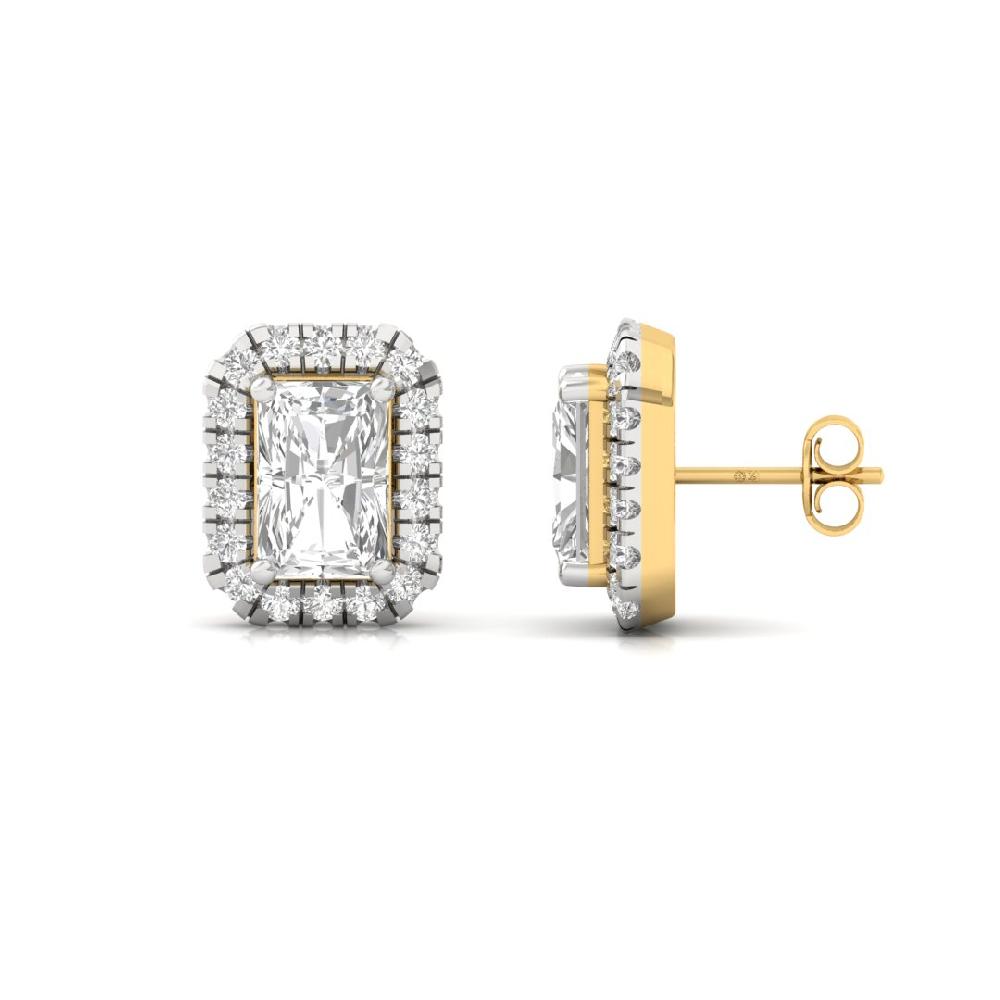 Radiant CVD-Lab Grown Diamond Stud Earrings Celestial Radiance Halo Solitaire Earrings