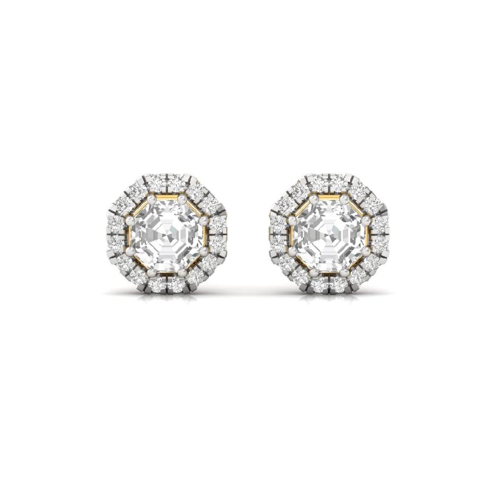 Octagon Diamond CVD Lab Grown Regal Brilliance Halo Solitaire Earrings